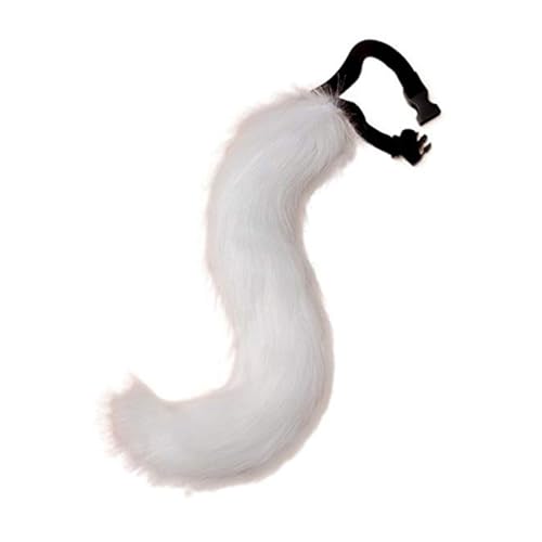 Xoeryoy Therian Tail Bieger Fuchsschwanz mit Metallskelett Verstellbarer pelziger Mehrzweck Wolf für Cosplay Halloween Weihnachtsfeier Kostüm One Size White von Xoeryoy