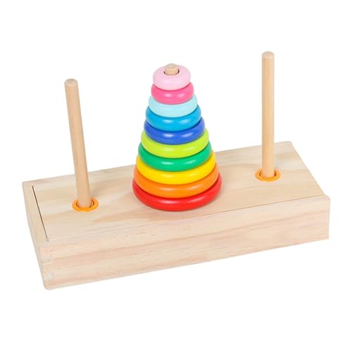 Xoeryoy Tower of Hanoi, hölzerne Hirnteaser -Rätsel für Kinder Regenbogen Stapelstapelblöcke Blocks Frühes Logisch -Denken sensorisches Spielzeug für 3 Jahre Geschenk von Xoeryoy