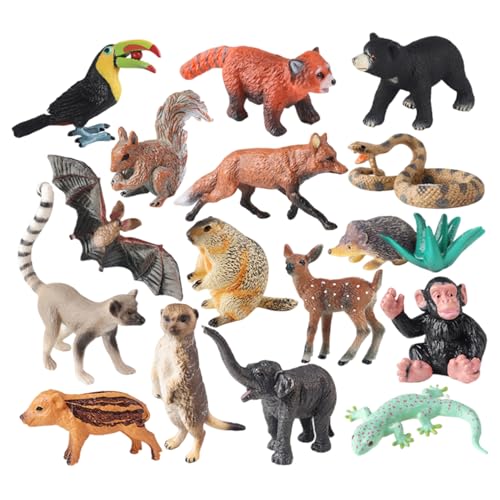 Xoeryoy Waldtiere Abbildungen 16pcs realistische winzige Tierfiguren pädagogische Plastikminiaturfiguren für Kinder Spielzeugkuchen Topper von Xoeryoy