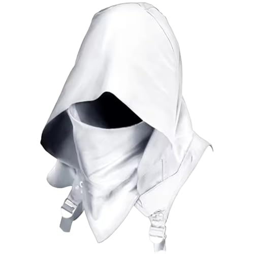 Xoeryoy White Hood Rogue Cowl Hood Schal Einzigartiges mittelalterliches Attentäter Kostüm, Winterhülsenkostüm, Unisex Mantelhut für Halloween -Cosplay und tägliche Verwendung von Xoeryoy