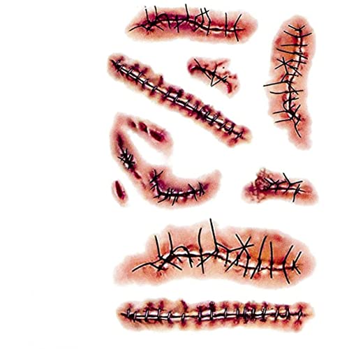 Xoeryoy Zombie -Narben Tattoos blutige Narbe mit falschem Blutkostüm Make -up Halloween Dekorationen Party Gunst von Xoeryoy