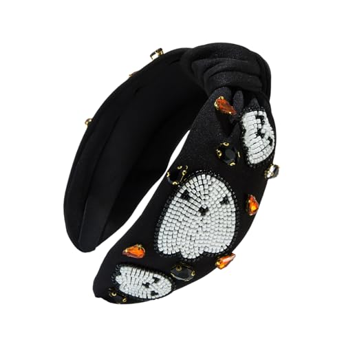 Xoktlde Jeweled Pumpkin Specter Haarreif mit Perlen für Kinder, Halloween, Bühne, Schule, Theateraufführungen, Perlenkopfbedeckung für Damen von Xoktlde