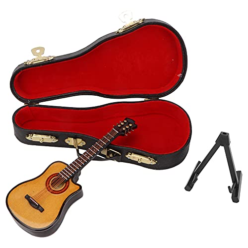 Xolsurg Miniature E -Gitarrenmodell exquisites Musikinstrument Ornament für Schreibtisch Büro Basswood Metal Mini Gitarrenständer Box (13 cm fehlende Gitarre) von Xolsurg