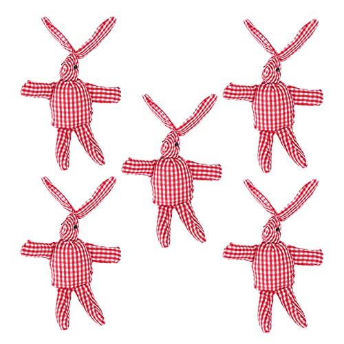 Xolsurg süße kleine Kaninchen Stoff -Spielzeug Hasen Gestaltendekoration Tierverzierung für Tasche (Rot und Weiß) von Xolsurg