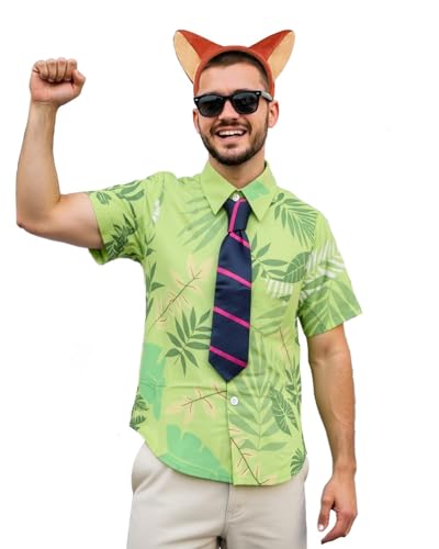 XonyiCos Hawaii-Blumenhemden für Erwachsene, für Herren, Halloween, Cosplay, mit Stirnband und Krawatten von XonyiCos