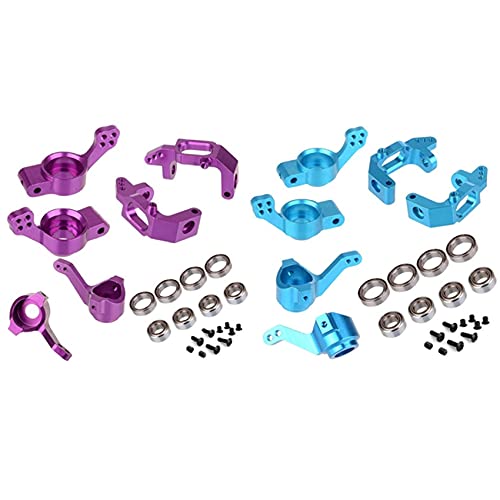 Xptieeck 2er-Set für 1/10 94123 94111 102010 102011 102012 Kugellager Aluminiumlegierung Lenknabenhalterungs-Set, lila und blau von Xptieeck