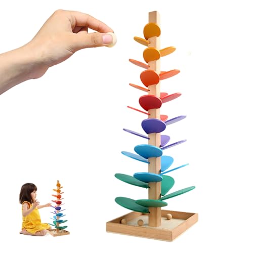 Regenbogen Musikbaum Aus Holz,Klangbaum, Motorikbaum Aus Holz Musikbaumspielzeug, Regenbogen Kugelbahn Motorikspielzeug, Kugelbahn Montessori Spielzeug Ab 3 Jahre von Xpwghap