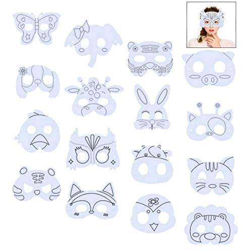 Xrten 16 Stück Tiermasken Kinder, Blanko Masken zum Ausmalen, Kinder Cosplay Masken für Kinder zum Gestalten und Verkleiden, Halbmasken Kinder für Halloween Weihnachten Geburtstag Party Xrten 16 Stück Tiermasken Kinder, Blanko Masken zum Ausmalen, Kinder Cosplay Masken für Kinder zum Gestalten und Verkleiden, Halbmasken Kinder für Halloween Weihnachten Geburtstag Party von Xrten