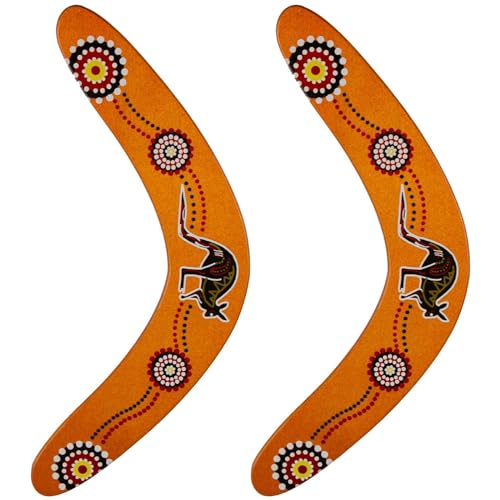 Xrten 2 Stück Boomerangs, V-förmiger Boomerang, Outdoor Flatloop Bummerang, Boomerang für Kinder Anfänger, Handgefertigte Känguru Stil, Hellbraun von Xrten