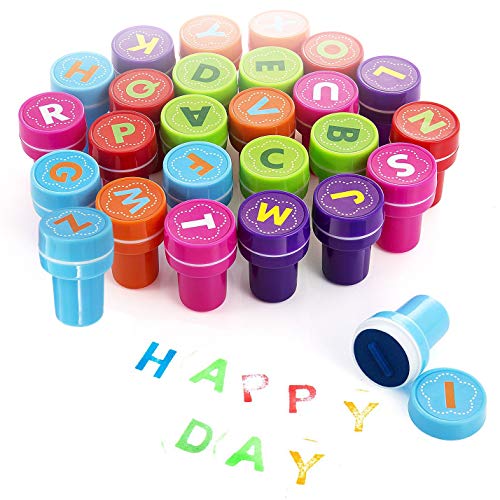 Xrten 26 Stück Alphabet Kinder Stempel Set,Selbstfärbend Stempelset,Geschenk für Kinder Geburtstags Xrten 26 Stück Alphabet Kinder Stempel Set,Selbstfärbend Stempelset,Geschenk für Kinder Geburtstags von Xrten