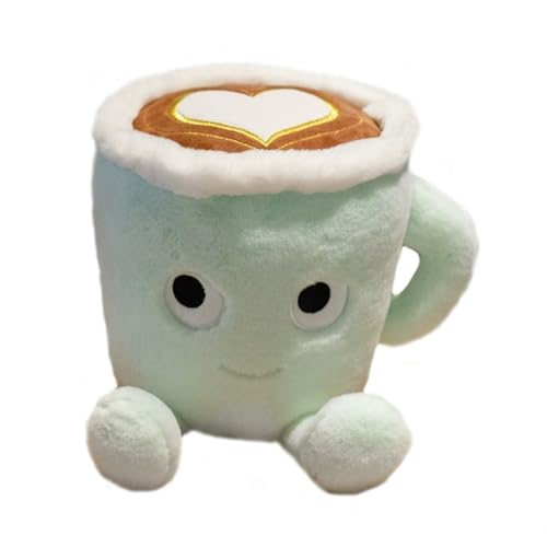 Xshelley 20 cm Latte Plüsch Spielzeug Kissen, Kaffeetasse Plüsch Puppe, Kaffeeessen gefüllt Plüsch Spielzeug, Heimdekor Geburtstag für Kinder Geschenk (Grün) von Xshelley