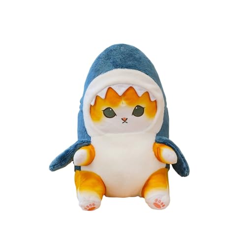 Xshelley 25 cm Hai Katze Plüsch Spielzeug gefüllt Tier Puppe, Kawaii Hai Katze Plüsch Kissen Spielzeug, Weihnachten Halloween Geburtstagsgeschenke für Kinder (Gelb) von Xshelley