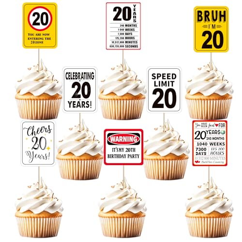 Cupcake-Topper zum 20. Geburtstag, Cheers to 20 Years Out, einstellige Cupcake-Picks, Bruh I'm 20 Speed Limit 20 It's My 20. Geburtstag, Kuchendekorationen für Jungen, Mädchen, Kindergeburtstag Cupcake-Topper zum 20. Geburtstag, Cheers to 20 Years Out, einstellige Cupcake-Picks, Bruh I'm 20 Speed Limit 20 It's My 20. Geburtstag, Kuchendekorationen für Jungen, Mädchen, Kindergeburtstag von Xsstarmi