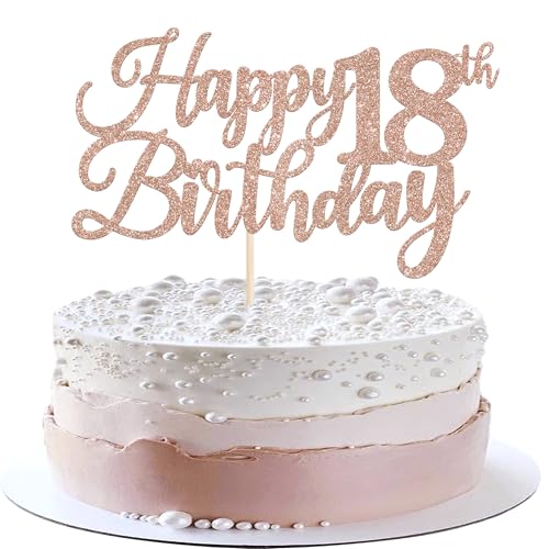 Tortenaufsatz "Happy 18th Birthday", glitzernd, Aufschrift "Cheers to 18 Years Hello 18 Fabulous Cake Pick for It's My 18 Birthday", Party-Kuchendekoration, Roségold, 1 Stück Tortenaufsatz "Happy 18th Birthday", glitzernd, Aufschrift "Cheers to 18 Years Hello 18 Fabulous Cake Pick for It's My 18 Birthday", Party-Kuchendekoration, Roségold, 1 Stück von Xsstarmi