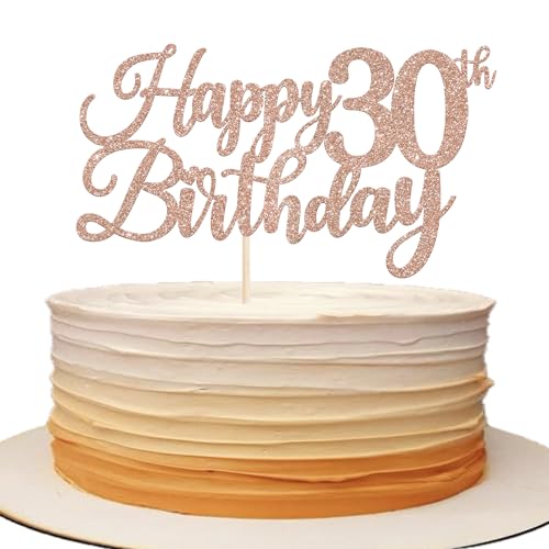 Tortenaufsatz "Happy 30th Birthday", glitzernd, Aufschrift "Cheers to 30 Years Hello 30 Fabulous Cake Pick for It's My 30 Birthday", Party-Kuchendekorationen, Roségold, 1 Packung Tortenaufsatz "Happy 30th Birthday", glitzernd, Aufschrift "Cheers to 30 Years Hello 30 Fabulous Cake Pick for It's My 30 Birthday", Party-Kuchendekorationen, Roségold, 1 Packung von Xsstarmi