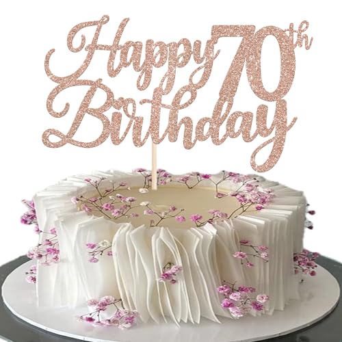 Tortenaufsatz "Happy 70th Birthday", glitzernd, Aufschrift "Cheers to 70 Years Hello 70 Fabulous Cake Pick for It's My 70 Birthday", Party-Kuchendekorationen, Roségold, 1 Packung Tortenaufsatz "Happy 70th Birthday", glitzernd, Aufschrift "Cheers to 70 Years Hello 70 Fabulous Cake Pick for It's My 70 Birthday", Party-Kuchendekorationen, Roségold, 1 Packung von Xsstarmi