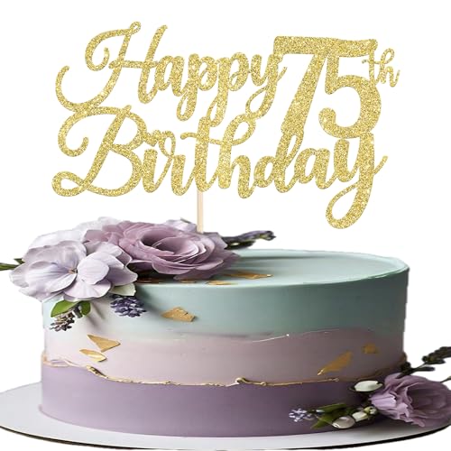 Tortenaufsatz "Happy 75th Birthday", goldfarben, glitzernd, Aufschrift "Cheers to 75 Years Hello 75 Fabulous Cake Pick for It's My 75 Birthday", Party-Kuchendekorationen, 1 Packung Tortenaufsatz "Happy 75th Birthday", goldfarben, glitzernd, Aufschrift "Cheers to 75 Years Hello 75 Fabulous Cake Pick for It's My 75 Birthday", Party-Kuchendekorationen, 1 Packung von Xsstarmi