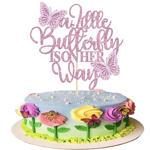 Tortenaufsatz für Babypartys, violett, glitzernd, "A Little Butterfly Is On Her Way", Kuchendekoration für Neugeborene, Willkommensfeier, Babyparty, Geburtstagsparty, Kuchendekorationen Tortenaufsatz für Babypartys, violett, glitzernd, "A Little Butterfly Is On Her Way", Kuchendekoration für Neugeborene, Willkommensfeier, Babyparty, Geburtstagsparty, Kuchendekorationen von Xsstarmi