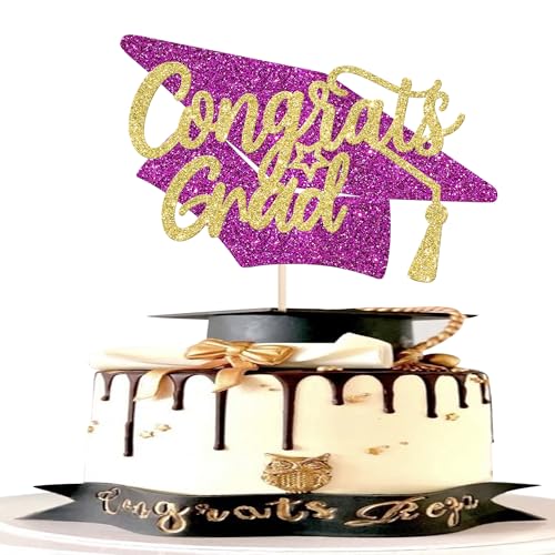 Tortendeko Abschlussjahrgang 2025 Tortenaufsatz Abschlusskappe Glitzer Congrats Grad Absolvent Kuchen Topper für 2025 Graduation Absolvent Zubehör für Party Kuchen Dekorationen Lila Gold Tortendeko Abschlussjahrgang 2025 Tortenaufsatz Abschlusskappe Glitzer Congrats Grad Absolvent Kuchen Topper für 2025 Graduation Absolvent Zubehör für Party Kuchen Dekorationen Lila Gold von Xsstarmi