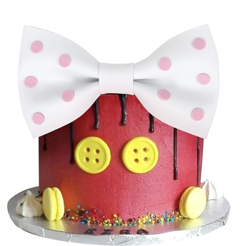 Xsstarmi 1 Packung EVA Polka Dot Bow Cake Topper Prinzessin Thema Schleife Kuchen Pick für Prinzessin Mädchen Thema Baby Shower Hochzeit Happy Birthday Party Kuchen Dekorationen Supplies Weiß von Xsstarmi
