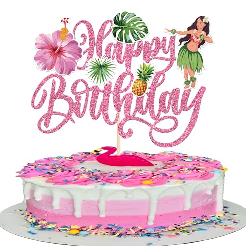 Xsstarmi 1 Packung Happy Birthday Cake Topper Rosa Glitzer Hula Aloha Schildkröte Blätter Blumen Tropische Pflanzen Kuchen Pick für Tropische Hawaii Thema Babyparty Geburtstag Party Kuchen Xsstarmi 1 Packung Happy Birthday Cake Topper Rosa Glitzer Hula Aloha Schildkröte Blätter Blumen Tropische Pflanzen Kuchen Pick für Tropische Hawaii Thema Babyparty Geburtstag Party Kuchen von Xsstarmi