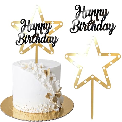 Xsstarmi 1 Packung Star Happy Birthday Cake Topper Movie Star Geburtstage Kuchen Pick für Babyparty, Männer, Frauen, Jungen, Mädchen, Happy Birthday Party, Kuchendekorationen, Zubehör, Gold, Schwarz Xsstarmi 1 Packung Star Happy Birthday Cake Topper Movie Star Geburtstage Kuchen Pick für Babyparty, Männer, Frauen, Jungen, Mädchen, Happy Birthday Party, Kuchendekorationen, Zubehör, Gold, Schwarz von Xsstarmi