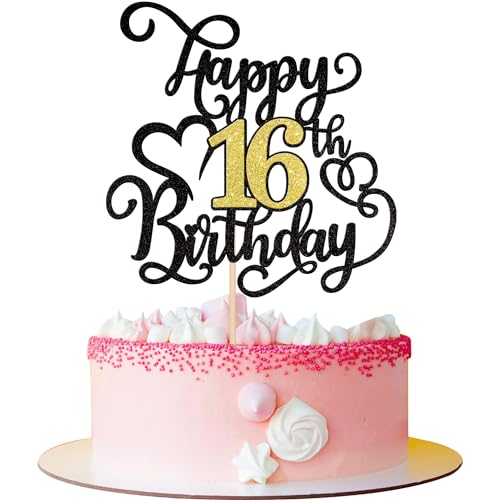 Xsstarmi 1 Packung Tortendeko 16. Geburtstag Tortenaufsatz Glitzer Happy 16th Birthday Kuchen Topper für Prost auf 16 Jahre alt 16 Fabelhaft 16. Geburtstag Zubehör für Party Kuchen Dekorationen Xsstarmi 1 Packung Tortendeko 16. Geburtstag Tortenaufsatz Glitzer Happy 16th Birthday Kuchen Topper für Prost auf 16 Jahre alt 16 Fabelhaft 16. Geburtstag Zubehör für Party Kuchen Dekorationen von Xsstarmi