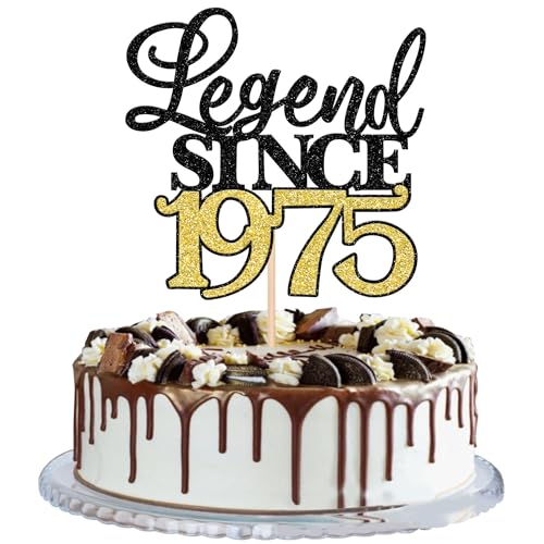 Xsstarmi 1 Packung Tortendeko 50. Geburtstag Tortenaufsatz Glitzer Fabelhaft 50 Kuchen Pick Legend Since 1975 Kuchen dekorationen für 50. Geburtstag Hochzeitstag Party Zubehör Schwarz Gold von Xsstarmi