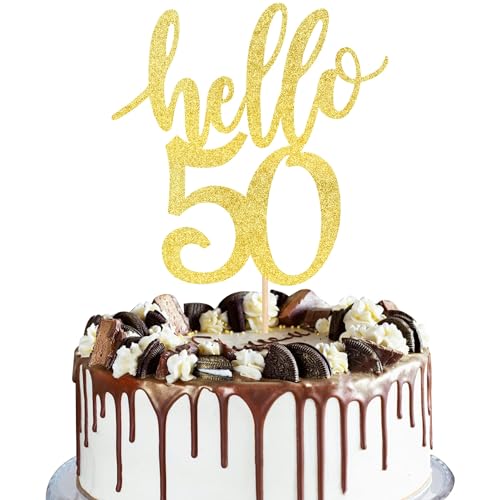 Xsstarmi 1 Packung Tortendeko 50. Geburtstag Tortenaufsatz Glitzer Hello 50 Kuchen Topper für Happy 50th Birthday 50. Geburtstag Hochzeit Jubiläum Zubehör für Party Kuchen Dekorationen Gold Xsstarmi 1 Packung Tortendeko 50. Geburtstag Tortenaufsatz Glitzer Hello 50 Kuchen Topper für Happy 50th Birthday 50. Geburtstag Hochzeit Jubiläum Zubehör für Party Kuchen Dekorationen Gold von Xsstarmi