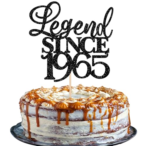 Xsstarmi 1 Packung Tortendeko 60. Geburtstag Tortenaufsatz Glitzer Legend Since 1965 Kuchen Topper für Fabelhaft 60 Geburtstag Hochzeitstag Zubehör für Party Kuchen Dekorationen Schwarz von Xsstarmi