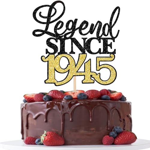 Xsstarmi 1 Packung Tortendeko 80. Geburtstag Tortenaufsatz Glitzer Fabelhaft 80 Kuchen Pick Legend Since 1945 Kuchen dekorationen für 80. Geburtstag Hochzeitstag Party Zubehör Schwarz Gold von Xsstarmi
