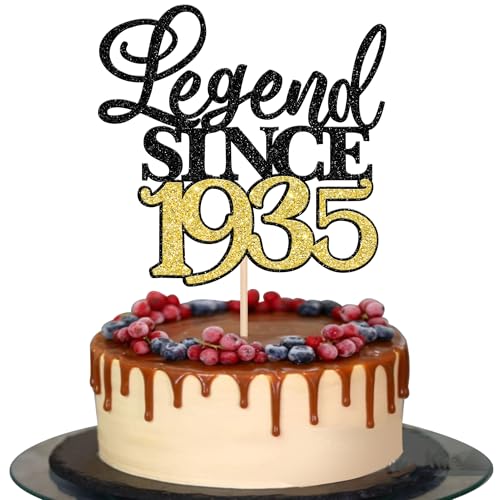 Xsstarmi 1 Packung Tortendeko 90. Geburtstag Tortenaufsatz Glitzer Fabelhaft 90 Kuchen Pick Legend Since 1935 Kuchen dekorationen für 90. Geburtstag Hochzeitstag Party Zubehör Schwarz Gold von Xsstarmi
