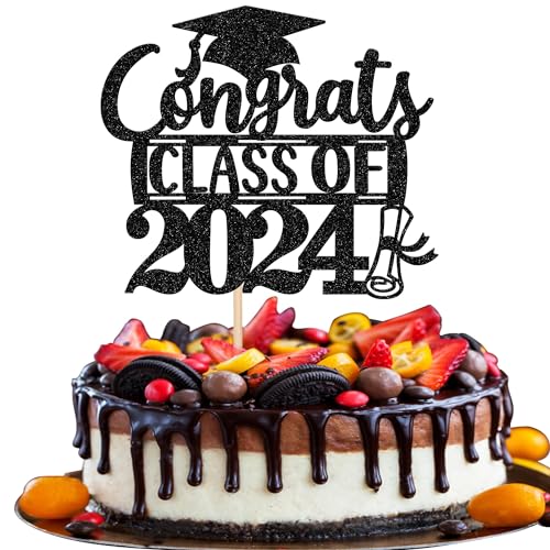 Xsstarmi 1 Packung Tortendeko Congrats Class of 2024 Tortenaufsatz Glitzer Abschluss 2024 Kuchen Topper für Class of 2024 Graduation Zubehör für Party Kuchen Dekorationen Schwarz Xsstarmi 1 Packung Tortendeko Congrats Class of 2024 Tortenaufsatz Glitzer Abschluss 2024 Kuchen Topper für Class of 2024 Graduation Zubehör für Party Kuchen Dekorationen Schwarz von Xsstarmi