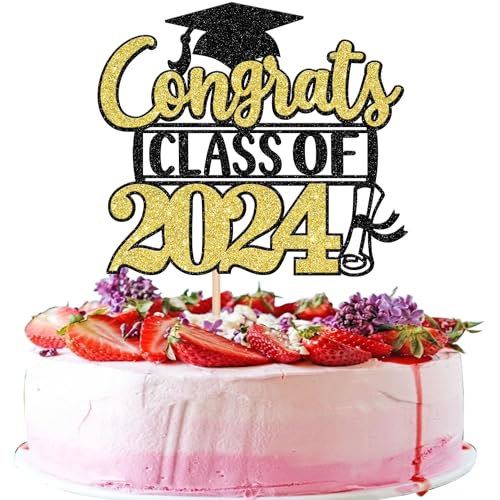 Xsstarmi 1 Packung Tortendeko Congrats Class of 2024 Tortenaufsatz Glitzer Schwarz Gold Abschluss 2024 Kuchen Topper Dekoration für 2024 Graduation Zubehör für Party Kuchen Dekorationen Xsstarmi 1 Packung Tortendeko Congrats Class of 2024 Tortenaufsatz Glitzer Schwarz Gold Abschluss 2024 Kuchen Topper Dekoration für 2024 Graduation Zubehör für Party Kuchen Dekorationen von Xsstarmi