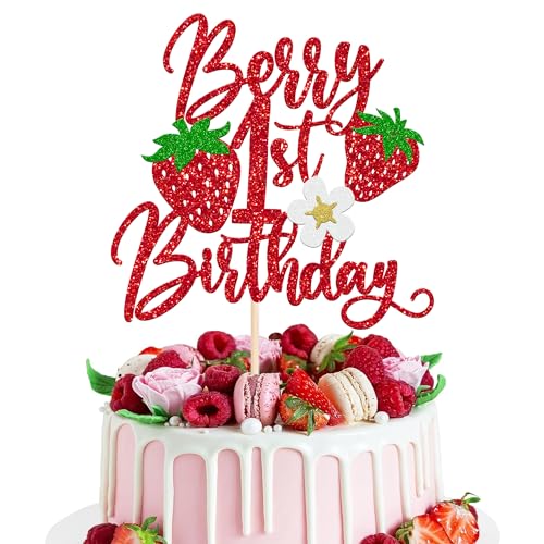Xsstarmi 1 Packung Tortendeko Erdbeere 1. Geburtstag Tortenaufsatz Glitzer Erdbeere Erster Geburtstag Kuchen Topper für Kleine Erdbeere Baby Erster Geburtstag Zubehör für Party Kuchen Dekorationen Rot Xsstarmi 1 Packung Tortendeko Erdbeere 1. Geburtstag Tortenaufsatz Glitzer Erdbeere Erster Geburtstag Kuchen Topper für Kleine Erdbeere Baby Erster Geburtstag Zubehör für Party Kuchen Dekorationen Rot von Xsstarmi