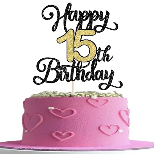 Xsstarmi 1 Packung Tortendeko Feier zum 15. Geburtstag Tortenaufsatz Glitzer Happy 15th Birthday Kuchen Topper für Fünfzehnten Geburtstag Zubehör für Party Kuchen Dekorationen Xsstarmi 1 Packung Tortendeko Feier zum 15. Geburtstag Tortenaufsatz Glitzer Happy 15th Birthday Kuchen Topper für Fünfzehnten Geburtstag Zubehör für Party Kuchen Dekorationen von Xsstarmi