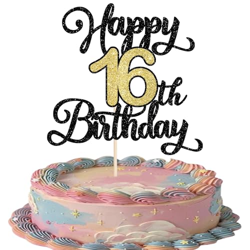 Xsstarmi 1 Packung Tortendeko Feier zum 16. Geburtstag Tortenaufsatz Glitzer Happy 16th Birthday Kuchen Topper für Sechzehnten Geburtstag Zubehör für Party Kuchen Dekorationen Xsstarmi 1 Packung Tortendeko Feier zum 16. Geburtstag Tortenaufsatz Glitzer Happy 16th Birthday Kuchen Topper für Sechzehnten Geburtstag Zubehör für Party Kuchen Dekorationen von Xsstarmi