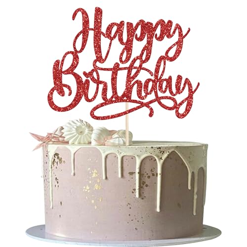 Xsstarmi 1 Packung Tortendeko Geburtstag Tortenaufsatz Glitzer Rot Happy Birhday Feiern Kuchen Topper für Kind Junge Mädchen Mann Frau Geburtstag Zubehör für Party Kuchen Dekorationen Xsstarmi 1 Packung Tortendeko Geburtstag Tortenaufsatz Glitzer Rot Happy Birhday Feiern Kuchen Topper für Kind Junge Mädchen Mann Frau Geburtstag Zubehör für Party Kuchen Dekorationen von Xsstarmi
