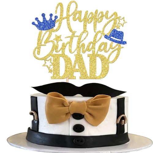Xsstarmi 1 Packung Tortendeko Vater Geburtstag Tortenaufsatz Glitzer 1 Bester Papa Kuchen Pick Bester Vater Kuchen dekorationen Vater Geburtstag Vatertag Party Zubehör Gold von Xsstarmi