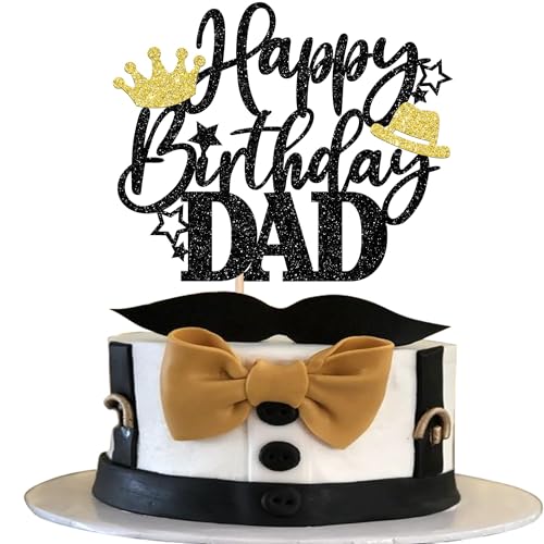 Xsstarmi 1 Packung Tortendeko Vater Geburtstag Tortenaufsatz Glitzer 1 Bester Papa Kuchen Topper Bester Vater Geburtstag Vatertag Zubehör für Party Kuchen Dekorationen Schwarz von Xsstarmi