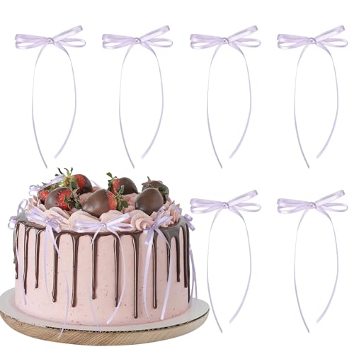 Xsstarmi 10 Stück lila Schleifen-Thema Geburtstag Kuchen Topper Mädchen Prinzessin Schleife Geburtstag Kuchen Pick für Babyparty Hochzeit Geburtstag Jahrestag Party Kuchen Dekorationen Supplies von Xsstarmi