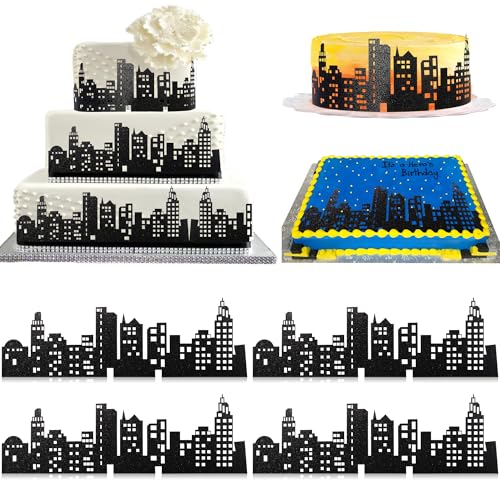 Xsstarmi 12 Stück schwarze Stadt-Kuchenbordüre, Dekoration, Gebäudebilder, beleuchteter Stadt-Hintergrund, Kuchenfolie für Hochzeit, Geburtstag, Jahrestag, Party, Kuchendekorationen Xsstarmi 12 Stück schwarze Stadt-Kuchenbordüre, Dekoration, Gebäudebilder, beleuchteter Stadt-Hintergrund, Kuchenfolie für Hochzeit, Geburtstag, Jahrestag, Party, Kuchendekorationen von Xsstarmi