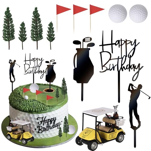Xsstarmi 13 Stück Golf-Kuchenaufsatz, 3D-Golfball-Golfer, Acryl-Kuchenpicker, Golfwagen, Kuchendekorationen für Golf-Thema, Babyparty, Happy Birthday, Party, Kuchendekoration, Zubehör, Gelb Xsstarmi 13 Stück Golf-Kuchenaufsatz, 3D-Golfball-Golfer, Acryl-Kuchenpicker, Golfwagen, Kuchendekorationen für Golf-Thema, Babyparty, Happy Birthday, Party, Kuchendekoration, Zubehör, Gelb von Xsstarmi