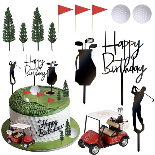 Xsstarmi 13 Stück Golf-Kuchenaufsatz, 3D-Golfball-Golfer, Acryl-Kuchenpicker, Golfwagen, Kuchendekorationen für Golf-Thema, Babyparty, Happy Birthday, Party, Kuchendekoration, Zubehör, Rot Xsstarmi 13 Stück Golf-Kuchenaufsatz, 3D-Golfball-Golfer, Acryl-Kuchenpicker, Golfwagen, Kuchendekorationen für Golf-Thema, Babyparty, Happy Birthday, Party, Kuchendekoration, Zubehör, Rot von Xsstarmi