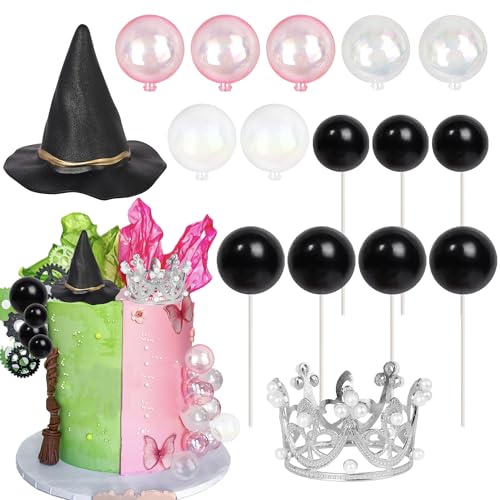Xsstarmi 14 Stück Prinzessin Hexe Kuchen Topper Dekorationen Krone Hexenhut Kuchen Pick Schwarz Rosa Ballon Kuchen Dekorationen für Magie Halloween Baby Shower Geburtstag Party Kuchen DIY Dekoration Xsstarmi 14 Stück Prinzessin Hexe Kuchen Topper Dekorationen Krone Hexenhut Kuchen Pick Schwarz Rosa Ballon Kuchen Dekorationen für Magie Halloween Baby Shower Geburtstag Party Kuchen DIY Dekoration von Xsstarmi