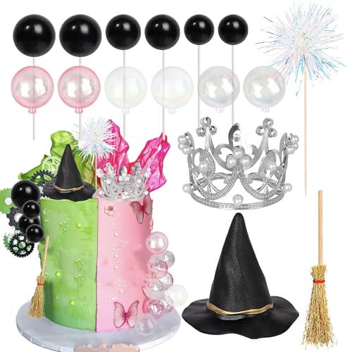 Xsstarmi 16 Stück Prinzessin Hexe Kuchen Topper Dekorationen Magische Krone Hexenhut Besen Kuchen Pick Schwarz Rosa Ballon Kuchen Dekorationen für Halloween Babyparty Geburtstag Party Kuchen DIY Xsstarmi 16 Stück Prinzessin Hexe Kuchen Topper Dekorationen Magische Krone Hexenhut Besen Kuchen Pick Schwarz Rosa Ballon Kuchen Dekorationen für Halloween Babyparty Geburtstag Party Kuchen DIY von Xsstarmi