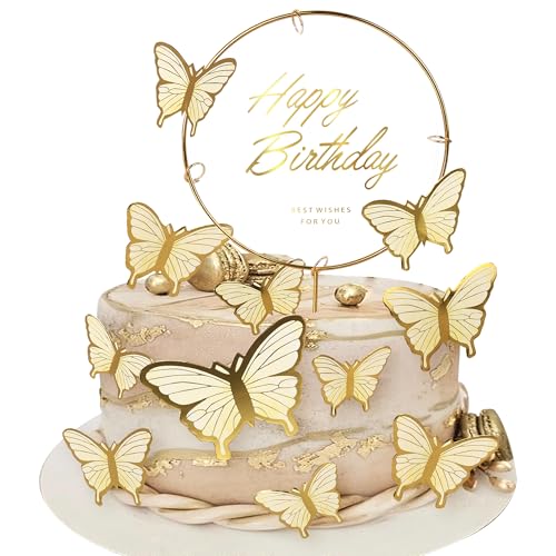 Xsstarmi 21 Stück goldene Schmetterlings-Kuchenaufsätze, Acryl, Happy Birthday-Kuchenaufsatz für Babyparty, Hochzeit, Geburtstag, Party, Kuchendekorationen Xsstarmi 21 Stück goldene Schmetterlings-Kuchenaufsätze, Acryl, Happy Birthday-Kuchenaufsatz für Babyparty, Hochzeit, Geburtstag, Party, Kuchendekorationen von Xsstarmi