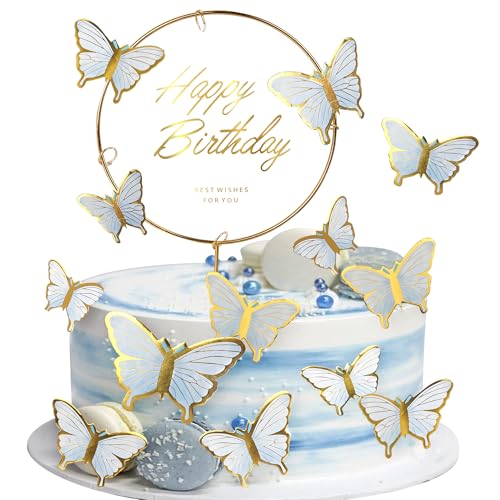 Xsstarmi 21 blaue Schmetterling-Kuchenaufsätze, Acryl, Happy Birthday-Kuchenaufsatz, für Babyparty, Hochzeit, Geburtstag, Party, Kuchendekorationen Xsstarmi 21 blaue Schmetterling-Kuchenaufsätze, Acryl, Happy Birthday-Kuchenaufsatz, für Babyparty, Hochzeit, Geburtstag, Party, Kuchendekorationen von Xsstarmi