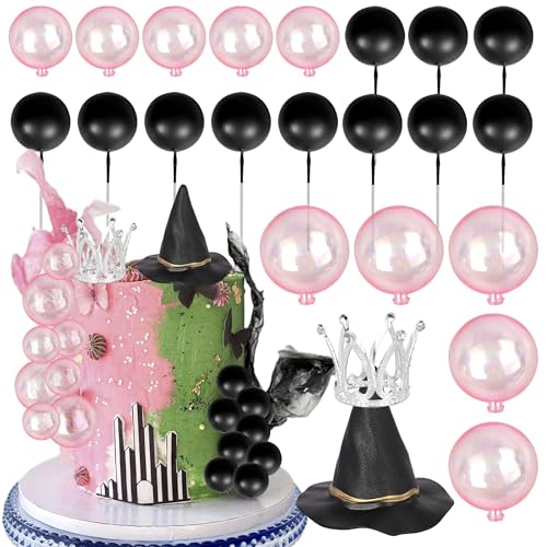 Xsstarmi 22 Stück Hexenkronen-Kuchenaufsätze, Dekorationen, schwarz-rosa Luftballons, Kuchenpicker für magische Hexen-Zauberer-Thema, Babyparty, Geburtstag, Halloween, Party, Kuchendekorationen Xsstarmi 22 Stück Hexenkronen-Kuchenaufsätze, Dekorationen, schwarz-rosa Luftballons, Kuchenpicker für magische Hexen-Zauberer-Thema, Babyparty, Geburtstag, Halloween, Party, Kuchendekorationen von Xsstarmi