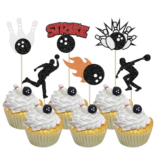 Xsstarmi 24 Packung Bowling Cupcake Toppers Glitzer Ballspiele Cupcake Picks für Bowler Geburtstag Party Kuchendekoration Xsstarmi 24 Packung Bowling Cupcake Toppers Glitzer Ballspiele Cupcake Picks für Bowler Geburtstag Party Kuchendekoration von Xsstarmi